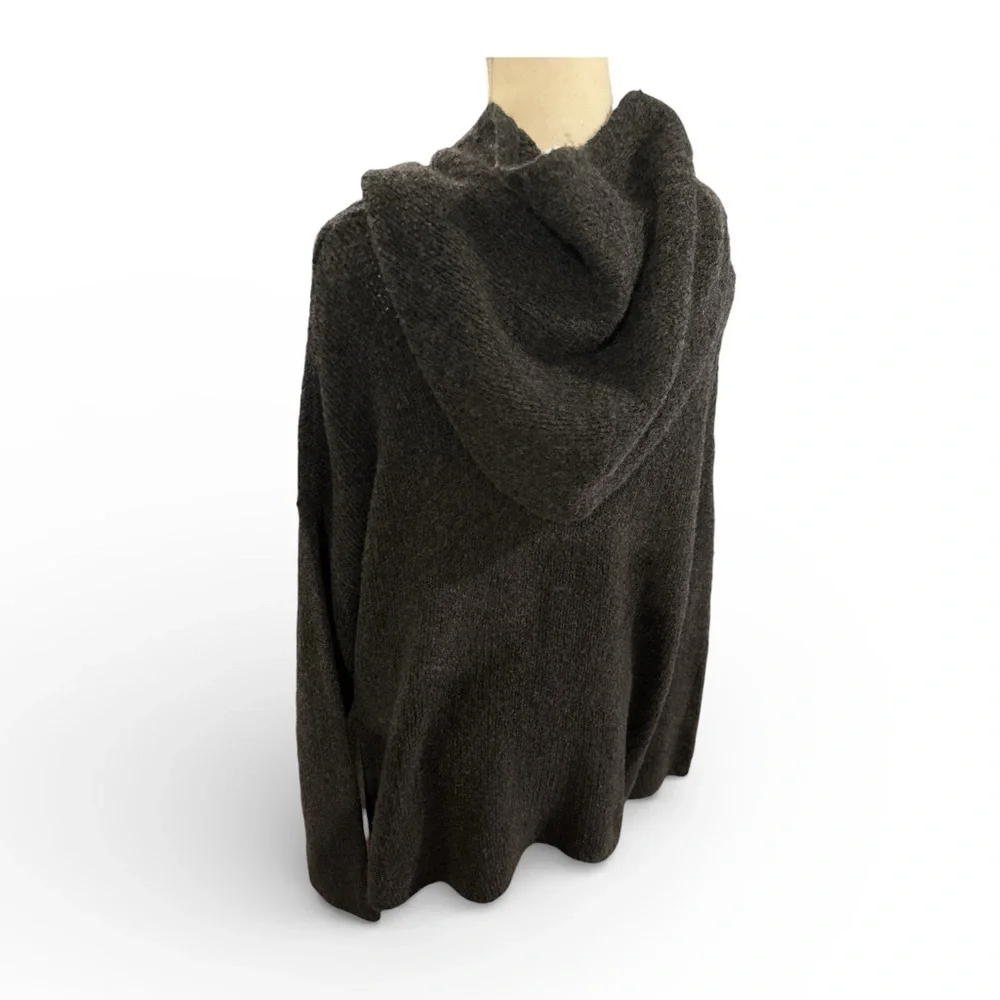 360 Cashmere Brystl Hooded Cardigan Charcoal 100% Cashmere Sz M